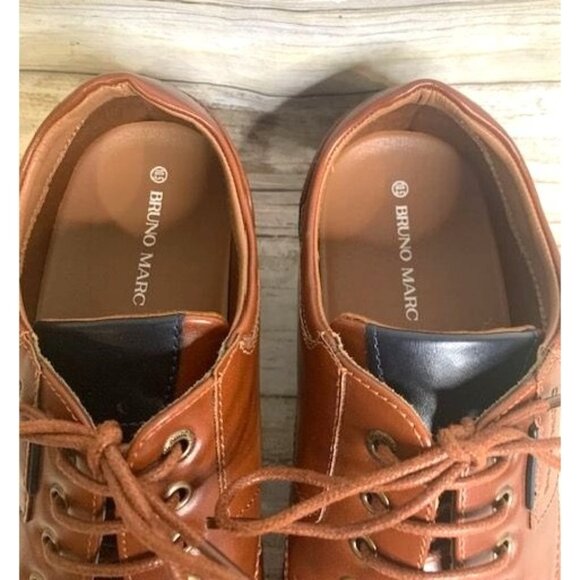 Men's Bruno Marc Brown Leather Lace-Up Dress Shoes Size 10.5 - Picture 7 of 9